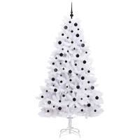 Produktbild för Plast Hingad Julgran med 300 LED-lampor Vit 210 cm PVC och stål