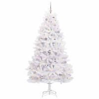 Produktbild för Plast Hingad Julgran med 300 LED-lampor Vit 210 cm PVC och stål