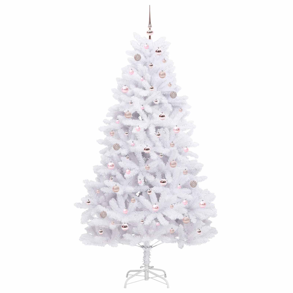 Produktbild för Plast Hingad Julgran med 300 LED-lampor Vit 210 cm PVC och stål