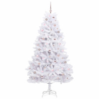 Produktbild för Plast Hingad Julgran med 300 LED-lampor Vit 210 cm PVC och stål