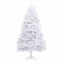 Produktbild för Plast Hingad Julgran med 300 LED-lampor Vit 210 cm PVC och stål