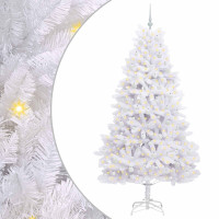 Produktbild för Plast Hingad Julgran med 300 LED-lampor Vit 210 cm PVC och stål