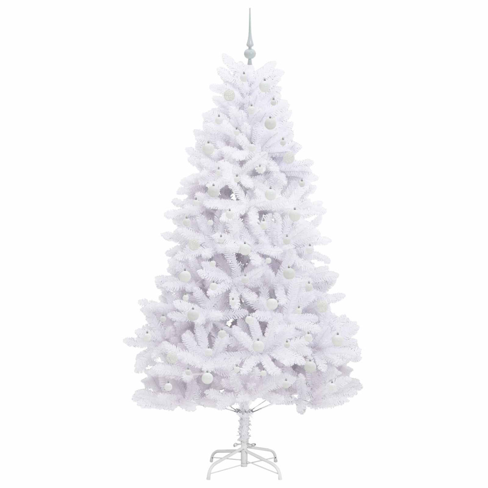 Produktbild för Plast Hingad Julgran med 300 LED-lampor Vit 210 cm PVC och stål