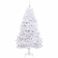 Produktbild för Plast Hingad Julgran med 300 LED-lampor Vit 210 cm PVC och stål