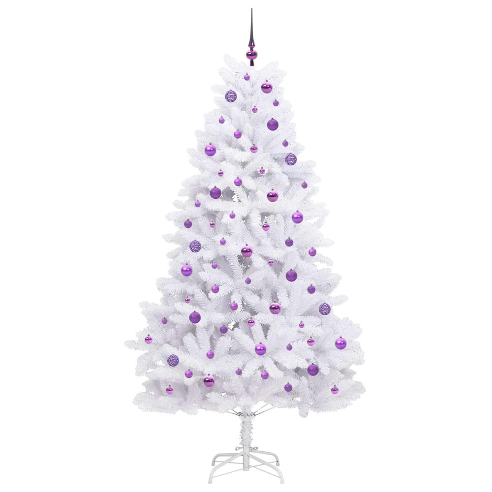 Produktbild för Plast Hingad Julgran med 300 LED-lampor Vit 210 cm PVC och stål