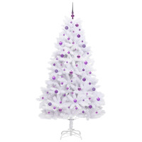 Produktbild för Plast Hingad Julgran med 300 LED-lampor Vit 210 cm PVC och stål