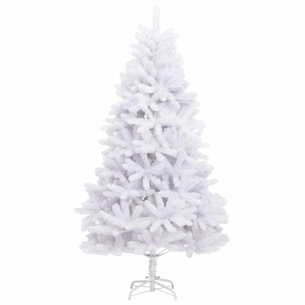 Produktbild för Plast Hingad Julgran med 300 LED-lampor Vit 210 cm PVC och stål