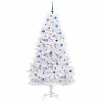 Produktbild för Plast Hingad Julgran med 300 LED-lampor Vit 210 cm PVC och stål