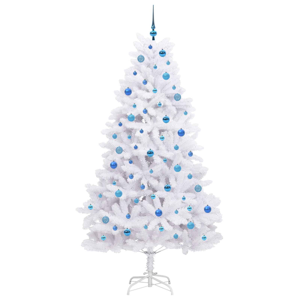 Produktbild för Plast Hingad Julgran med 300 LED-lampor Vit 210 cm PVC och stål
