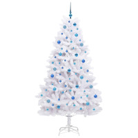 Produktbild för Plast Hingad Julgran med 300 LED-lampor Vit 210 cm PVC och stål