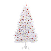 Produktbild för Plast Hingad Julgran med 300 LED-lampor Vit 240 cm PVC och stål