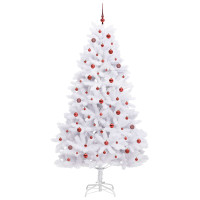Produktbild för Plast Hingad Julgran med 300 LED-lampor Vit 240 cm PVC och stål