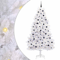 Produktbild för Plast Hingad Julgran med 300 LED-lampor Vit 240 cm PVC och stål