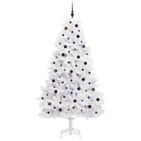 Produktbild för Plast Hingad Julgran med 300 LED-lampor Vit 240 cm PVC och stål