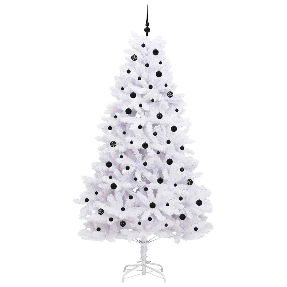 Produktbild för Plast Hingad Julgran med 300 LED-lampor Vit 240 cm PVC och stål