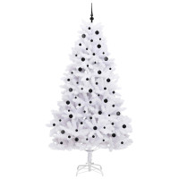 Produktbild för Plast Hingad Julgran med 300 LED-lampor Vit 240 cm PVC och stål