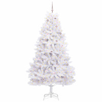 Produktbild för Plast Hingad Julgran med 300 LED-lampor Vit 240 cm PVC och stål