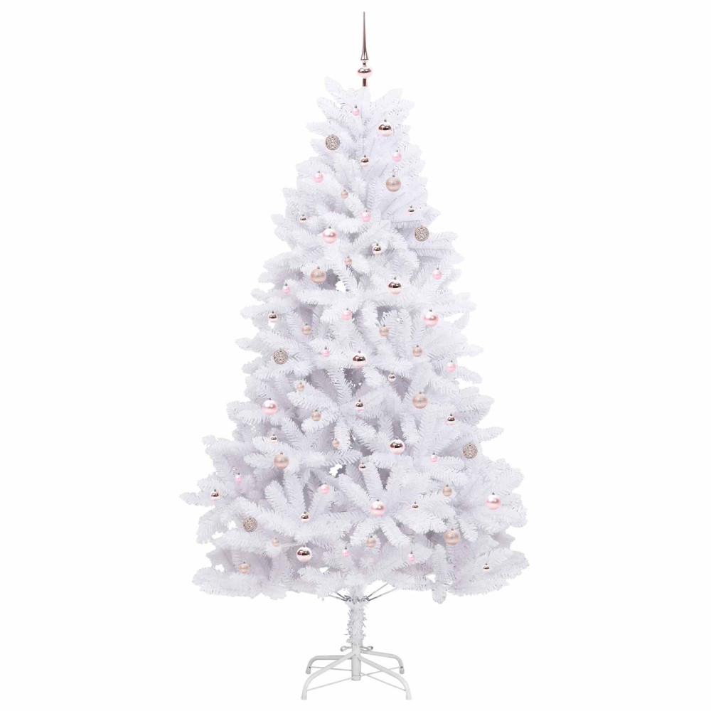 Produktbild för Plast Hingad Julgran med 300 LED-lampor Vit 240 cm PVC och stål