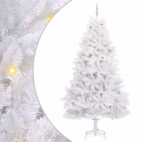 Produktbild för Plast Hingad Julgran med 300 LED-lampor Vit 270 cm PVC och stål