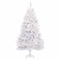 Produktbild för Plast Hingad Julgran med 300 LED-lampor Vit 270 cm PVC och stål