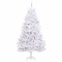 Produktbild för Plast Hingad Julgran med 300 LED-lampor Vit 270 cm PVC och stål