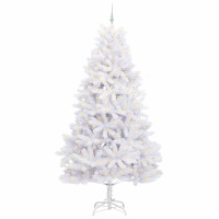 Produktbild för Plast Hingad Julgran med 300 LED-lampor Vit 270 cm PVC och stål