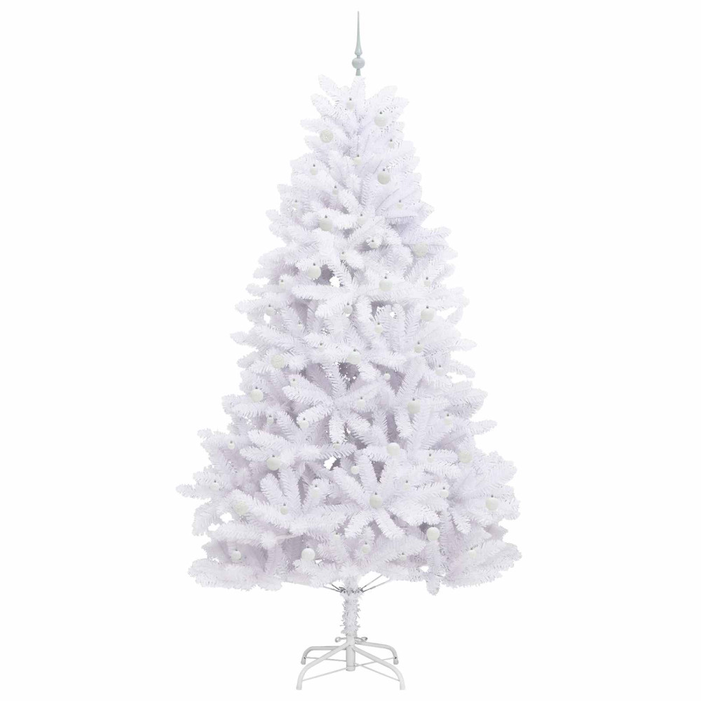 Produktbild för Plast Hingad Julgran med 300 LED-lampor Vit 270 cm PVC och stål