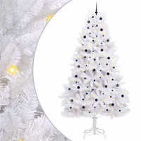 Produktbild för Plast Hingad Julgran med 300 LED-lampor Vit 300 cm PVC och stål
