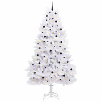 Produktbild för Plast Hingad Julgran med 300 LED-lampor Vit 300 cm PVC och stål