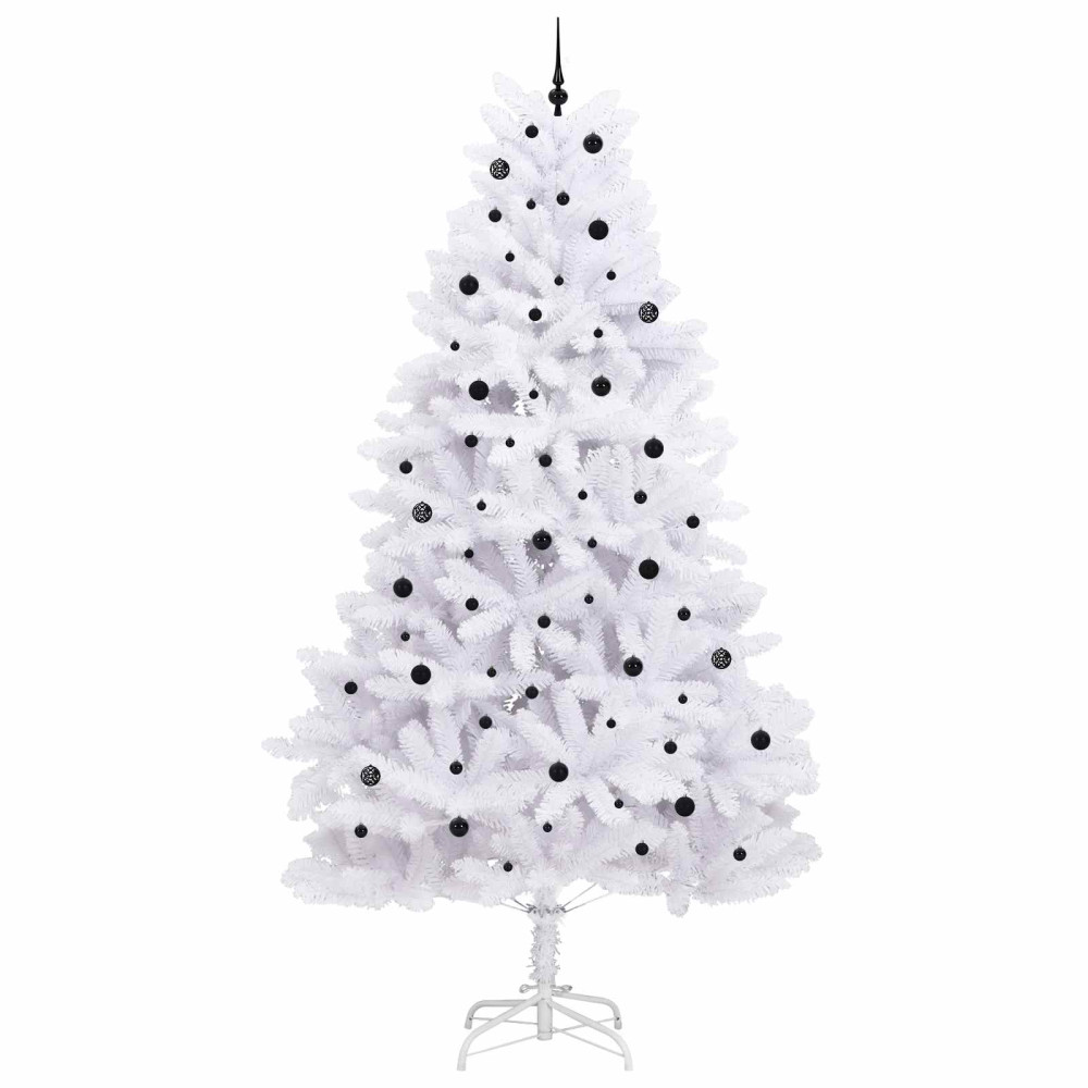 Produktbild för Plast Hingad Julgran med 300 LED-lampor Vit 300 cm PVC och stål