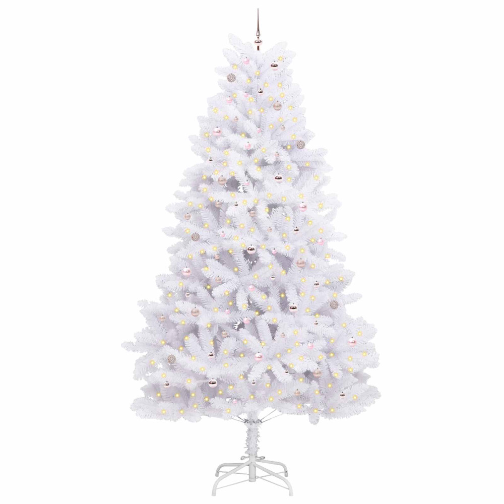 Produktbild för Plast Hingad Julgran med 300 LED-lampor Vit 300 cm PVC och stål