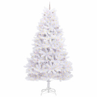 Produktbild för Plast Hingad Julgran med 300 LED-lampor Vit 300 cm PVC och stål