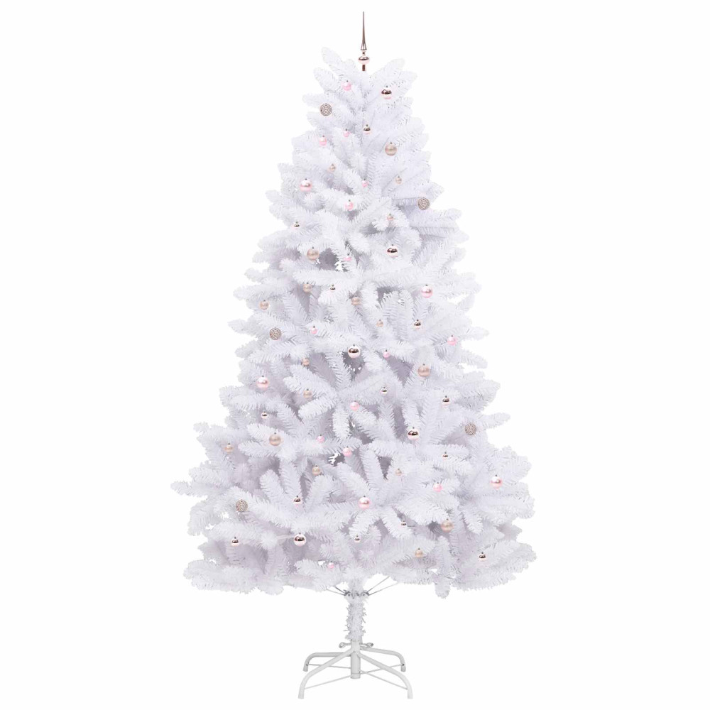 Produktbild för Plast Hingad Julgran med 300 LED-lampor Vit 300 cm PVC och stål