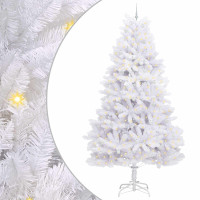 Produktbild för Plast Hingad Julgran med 300 LED-lampor Vit 300 cm PVC och stål