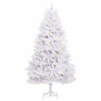 Produktbild för Plast Hingad Julgran med 300 LED-lampor Vit 300 cm PVC och stål