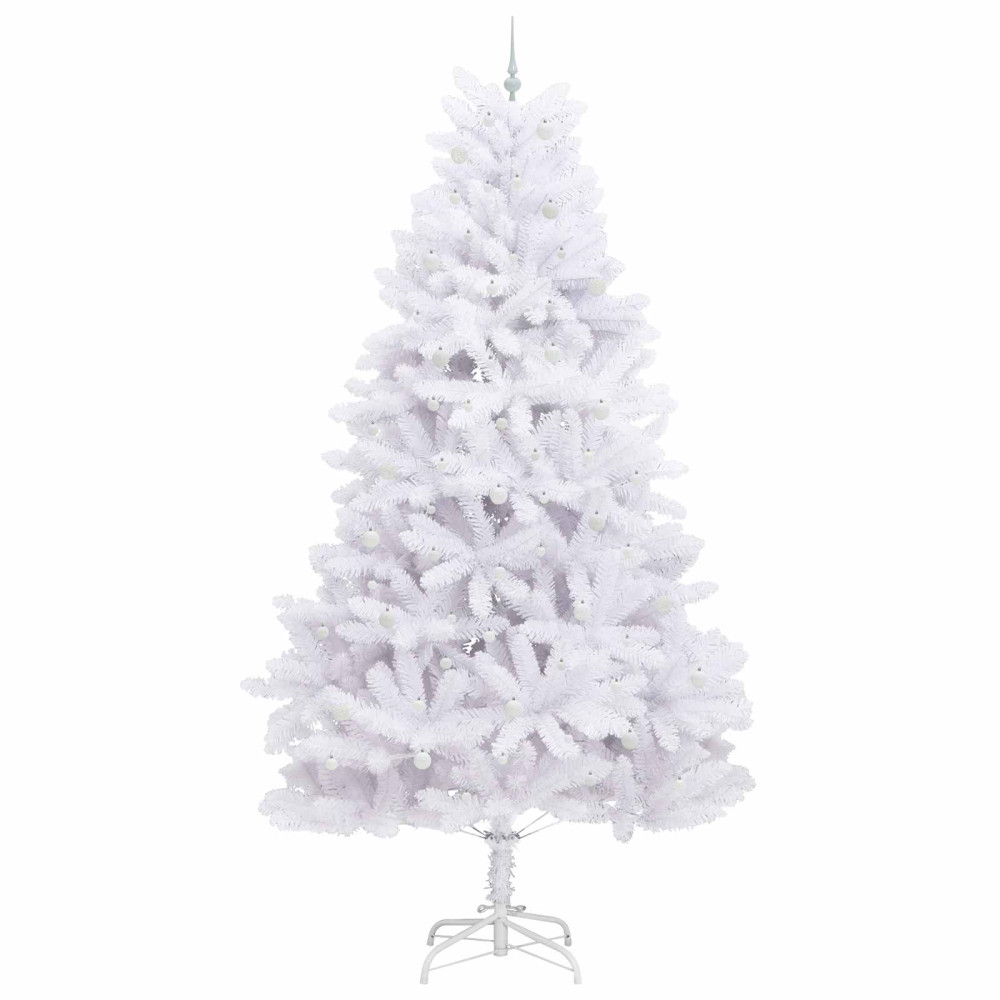 Produktbild för Plast Hingad Julgran med 300 LED-lampor Vit 300 cm PVC och stål