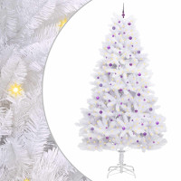 Produktbild för Plast Hingad Julgran med 300 LED-lampor Vit 300 cm PVC och stål