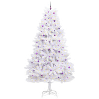 Produktbild för Plast Hingad Julgran med 300 LED-lampor Vit 300 cm PVC och stål