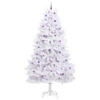 Produktbild för Plast Hingad Julgran med 300 LED-lampor Vit 300 cm PVC och stål