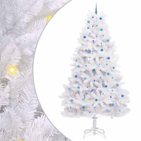 Produktbild för Plast Hingad Julgran med 300 LED-lampor Vit 300 cm PVC och stål