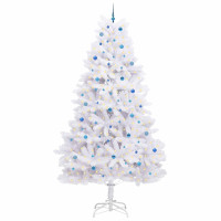 Produktbild för Plast Hingad Julgran med 300 LED-lampor Vit 300 cm PVC och stål