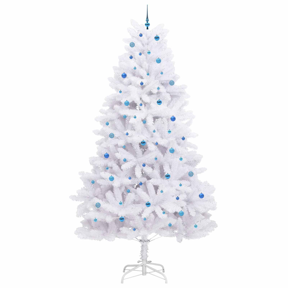 Produktbild för Plast Hingad Julgran med 300 LED-lampor Vit 300 cm PVC och stål