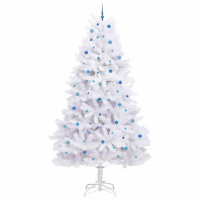Produktbild för Plast Hingad Julgran med 300 LED-lampor Vit 300 cm PVC och stål
