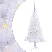 Produktbild för Konstgjord julgran med 150 LED-lampor Vit 120 cm PVC och Stål