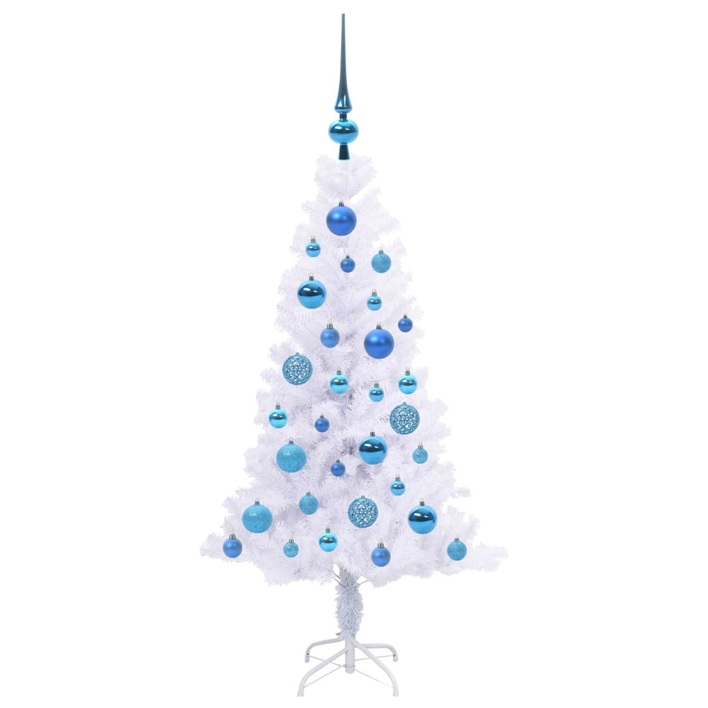 Produktbild för Konstgjord julgran med 150 LED-lampor Vit 120 cm PVC och Stål