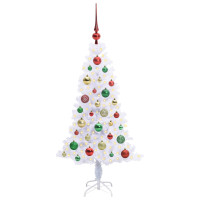 Produktbild för Konstgjord julgran med 150 LED-lampor Vit 120 cm PVC och Stål