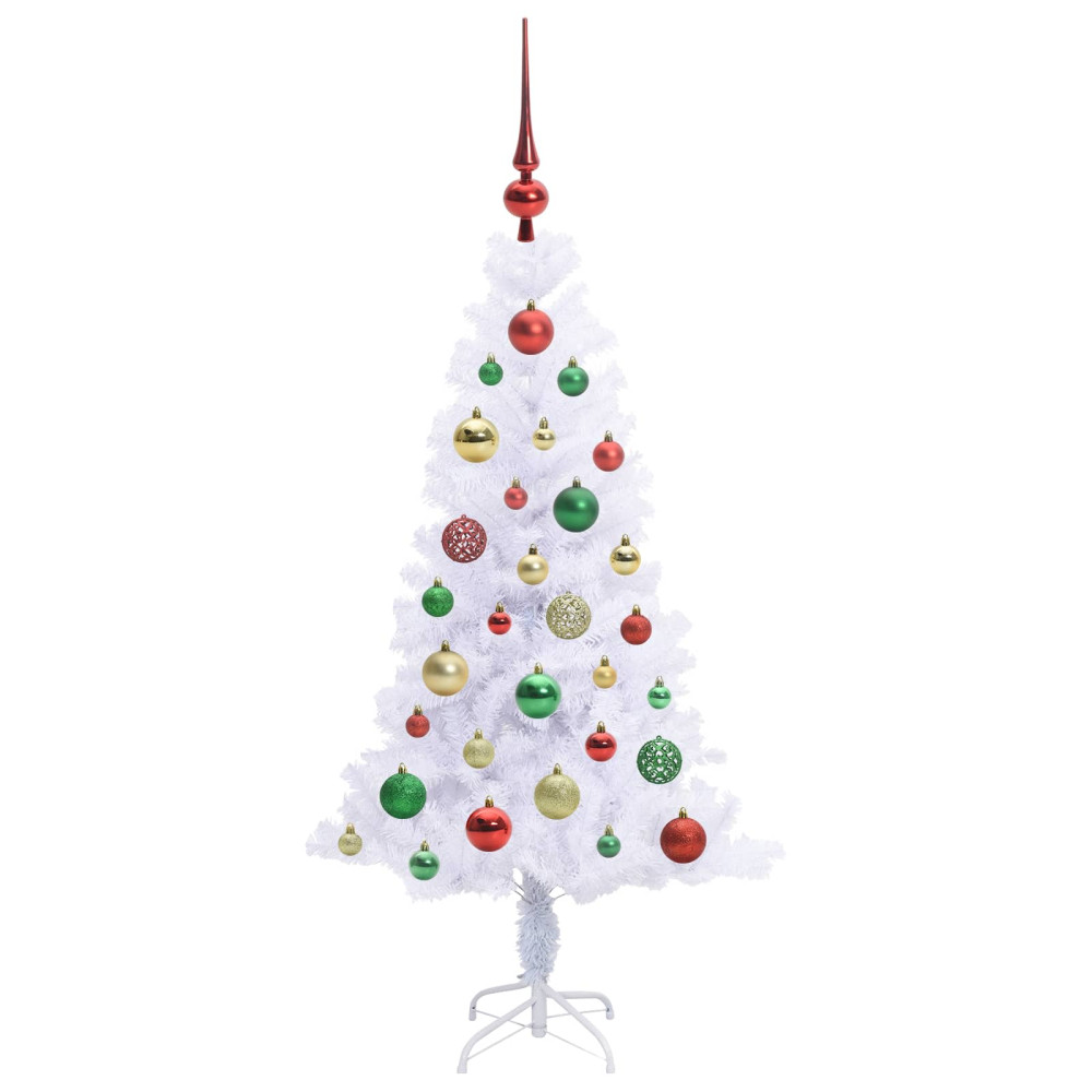 Produktbild för Konstgjord julgran med 150 LED-lampor Vit 120 cm PVC och Stål