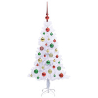Produktbild för Konstgjord julgran med 150 LED-lampor Vit 120 cm PVC och Stål