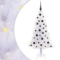 Produktbild för Konstgjord julgran med 150 LED-lampor Vit 150 cm PVC och Stål