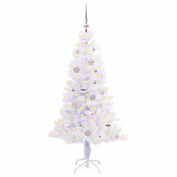 Produktbild för Konstgjord julgran med 150 LED-lampor Vit 150 cm PVC och Stål